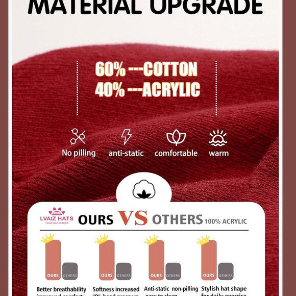 Satin Lined Winter Beanie Hats for Women Knitted Watch Hat with Silk Lining Unis - Picture 2 of 7